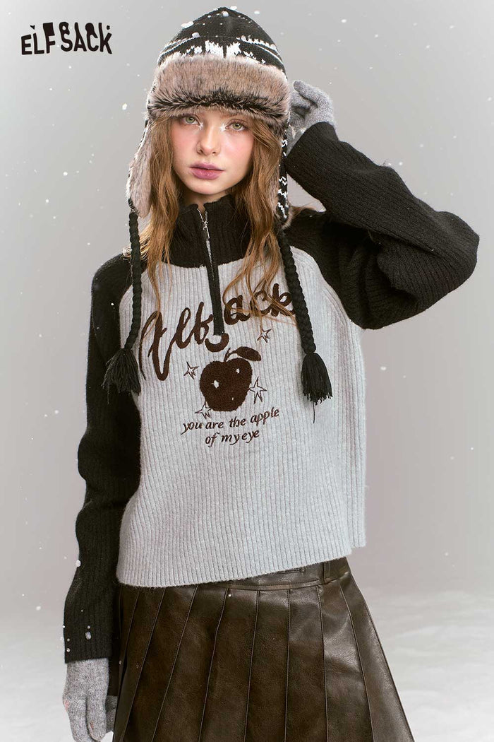 ELFSACK Color Block Raglan Knit Slim Fit Base Layer