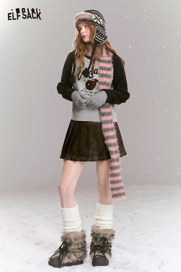 ELFSACK Color Block Raglan Knit Slim Fit Base Layer