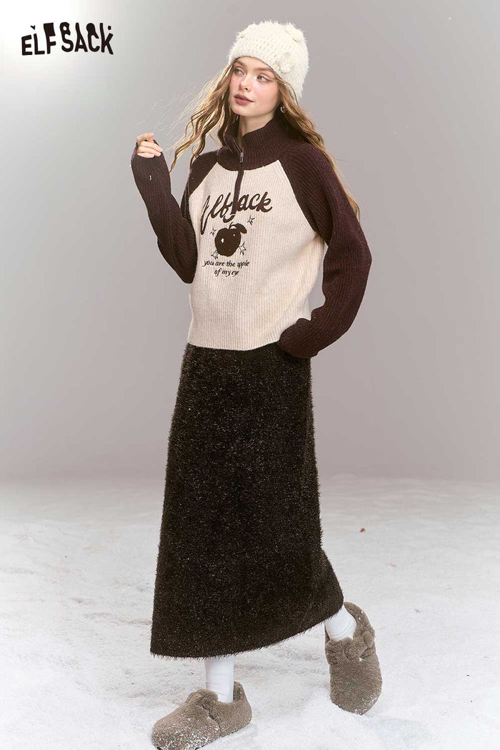 ELFSACK Color Block Raglan Knit Slim Fit Base Layer