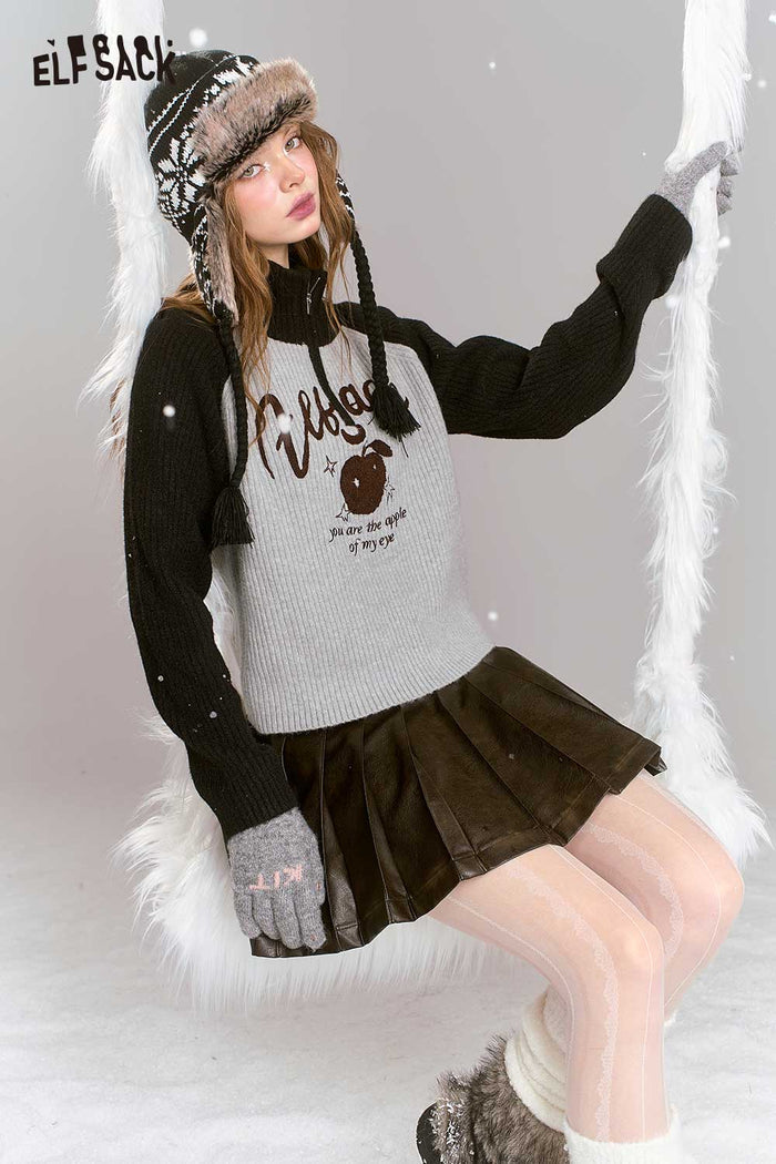 ELFSACK Color Block Raglan Knit Slim Fit Base Layer