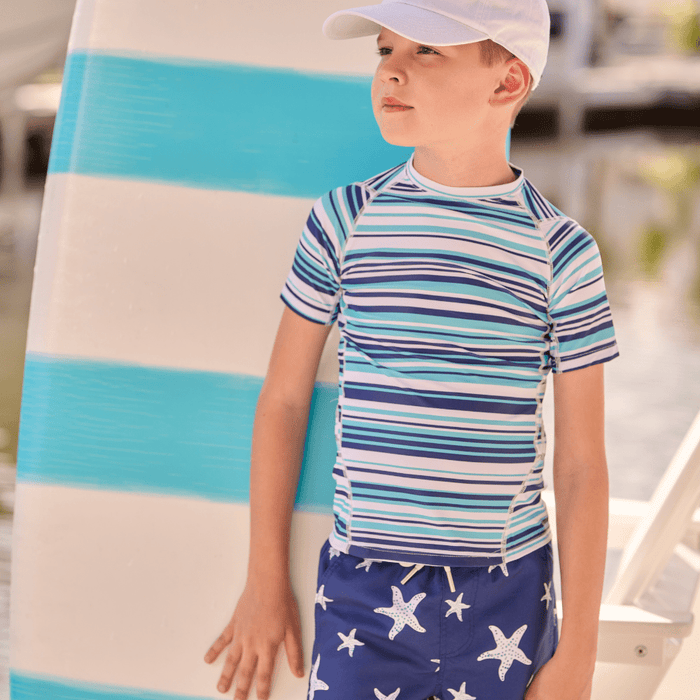 Compression Swim Shorts - Navy Starfish - Sugar Bee Clothing
