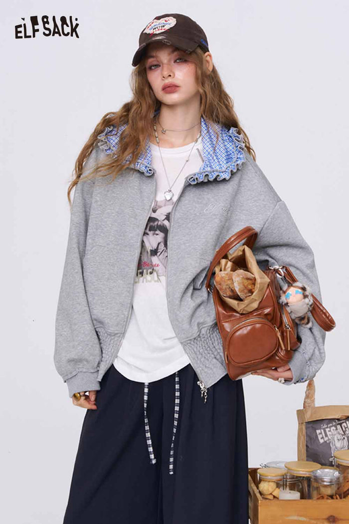 Contrast Hood Zip Up Hoodie