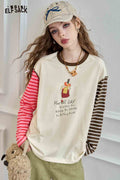 Contrast Striped Sleeve Graphic Ringer Tee