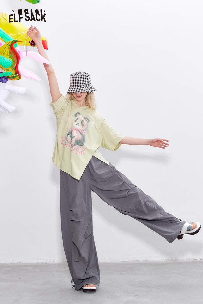 ELFSACK Cotton Blend Chinese Inspired Relaxed Tee