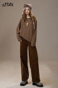 ELFSACK Cotton Blend Mid Rise Versatile Design Straight Leg Pants