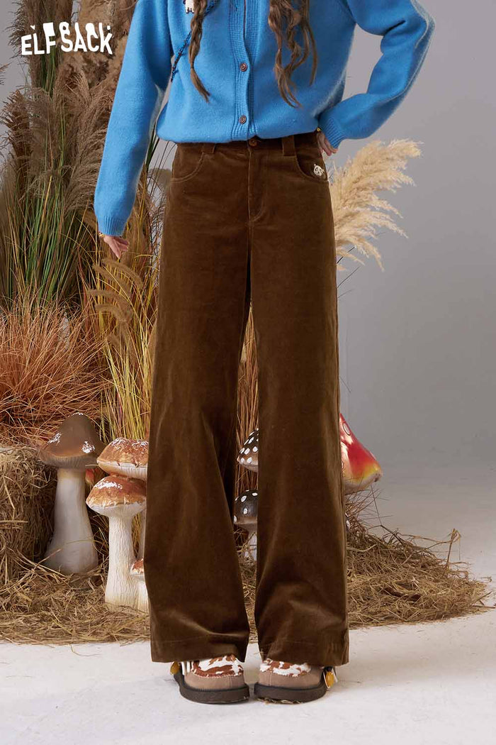 ELFSACK Cotton Blend Mid Rise Versatile Design Straight Leg Pants