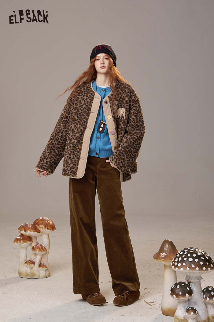 ELFSACK Cotton Blend Mid Rise Versatile Design Straight Leg Pants