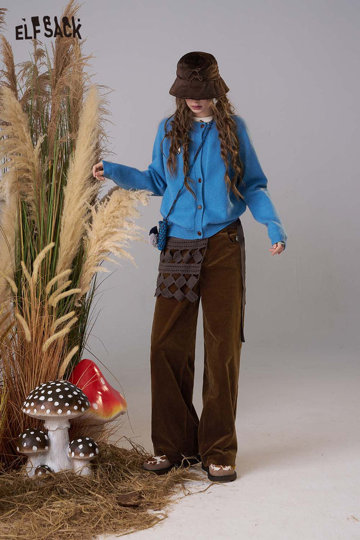 ELFSACK Cotton Blend Mid Rise Versatile Design Straight Leg Pants