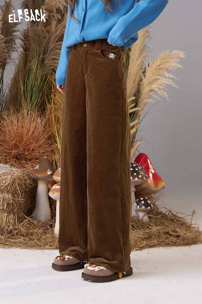 ELFSACK Cotton Blend Mid Rise Versatile Design Straight Leg Pants