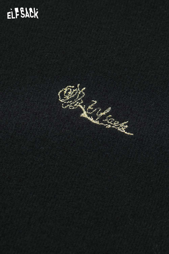 ELFSACK Cotton blend Stretch Knit Contrast Lace Panel Insets Basic Top