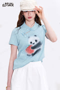 ELFSACK Cotton Chinese Print Fitted Blouse