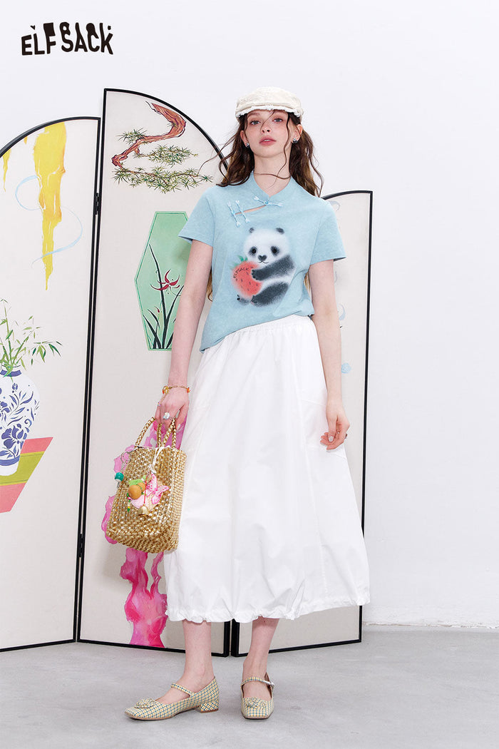 ELFSACK Cotton Chinese Print Fitted Blouse