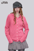 ELFSACK Cotton Oversized Silhouette Minimalist Design Hooded Cardigan
