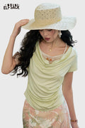 ELFSACK Cowl Neck Ribbed Knit Tee