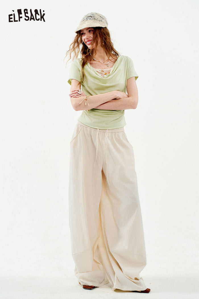 ELFSACK Cowl Neck Ribbed Knit Tee
