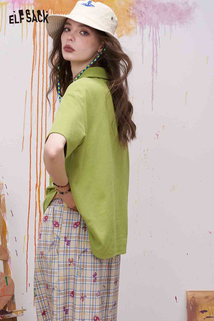 ELFSACK Crochet Scarf Fox Embroidery Polo Tee