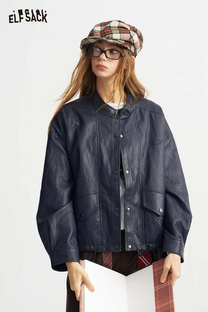 Crop Jacket with Waist Drawstring