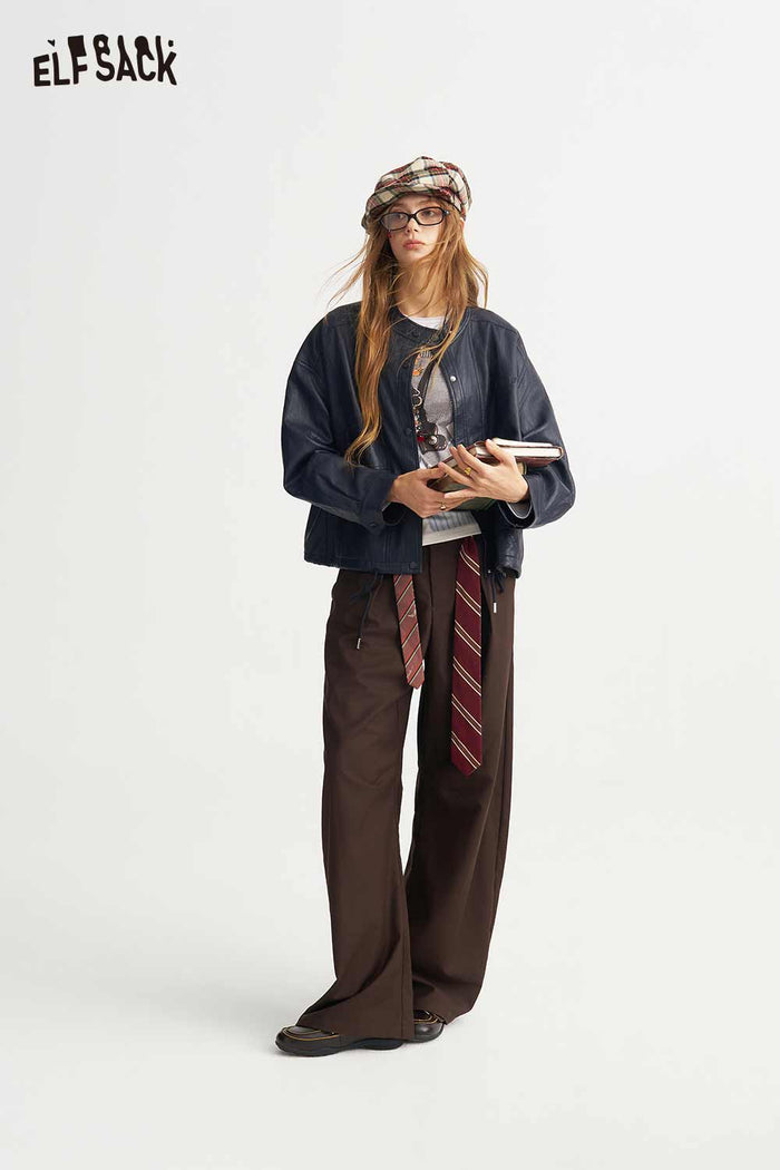 Crop Jacket with Waist Drawstring
