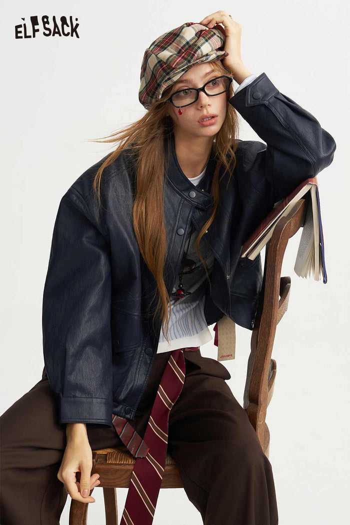 Crop Jacket with Waist Drawstring
