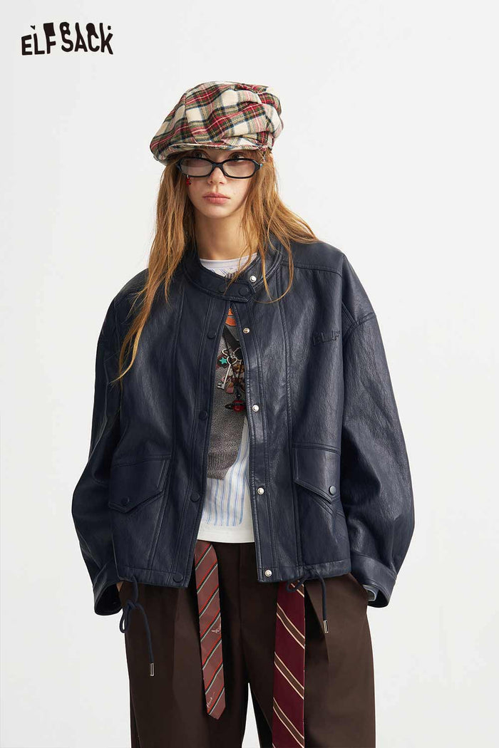 Crop Jacket with Waist Drawstring