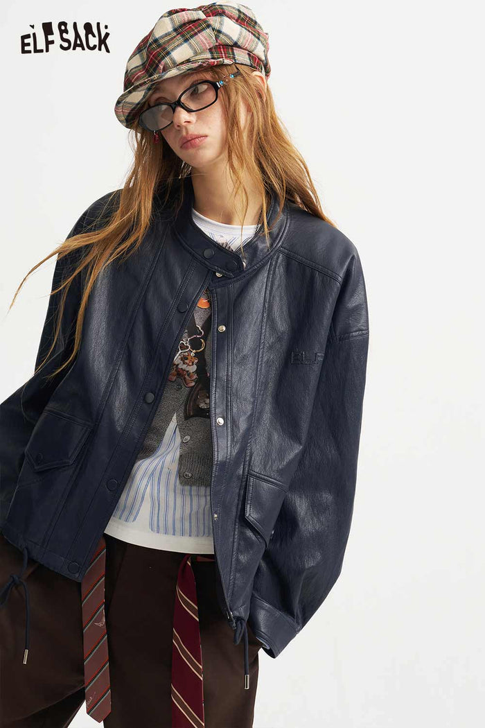 Crop Jacket with Waist Drawstring