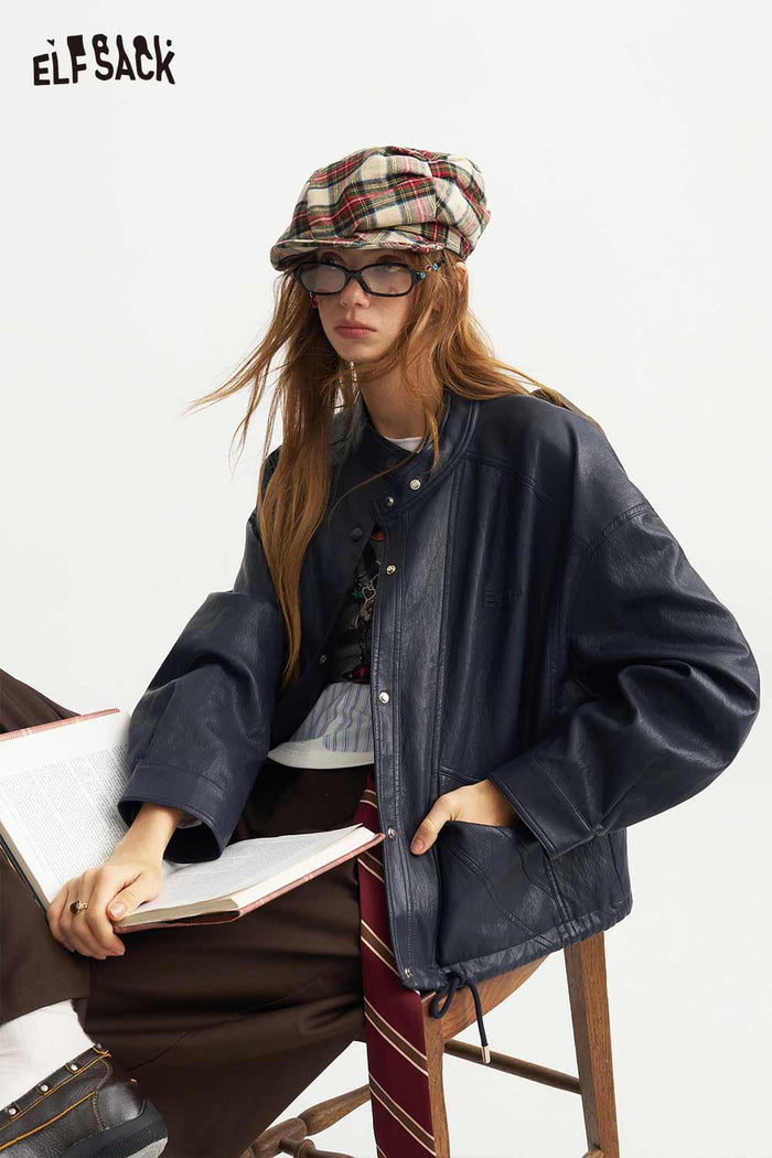Crop Jacket with Waist Drawstring