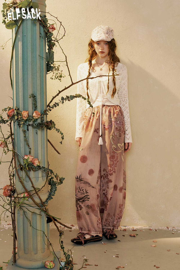 ELFSACK Cropped Flare Sleeve Knit Cardigan
