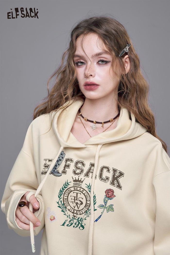 Cropped Graphic Print Hooded Sweatshirt