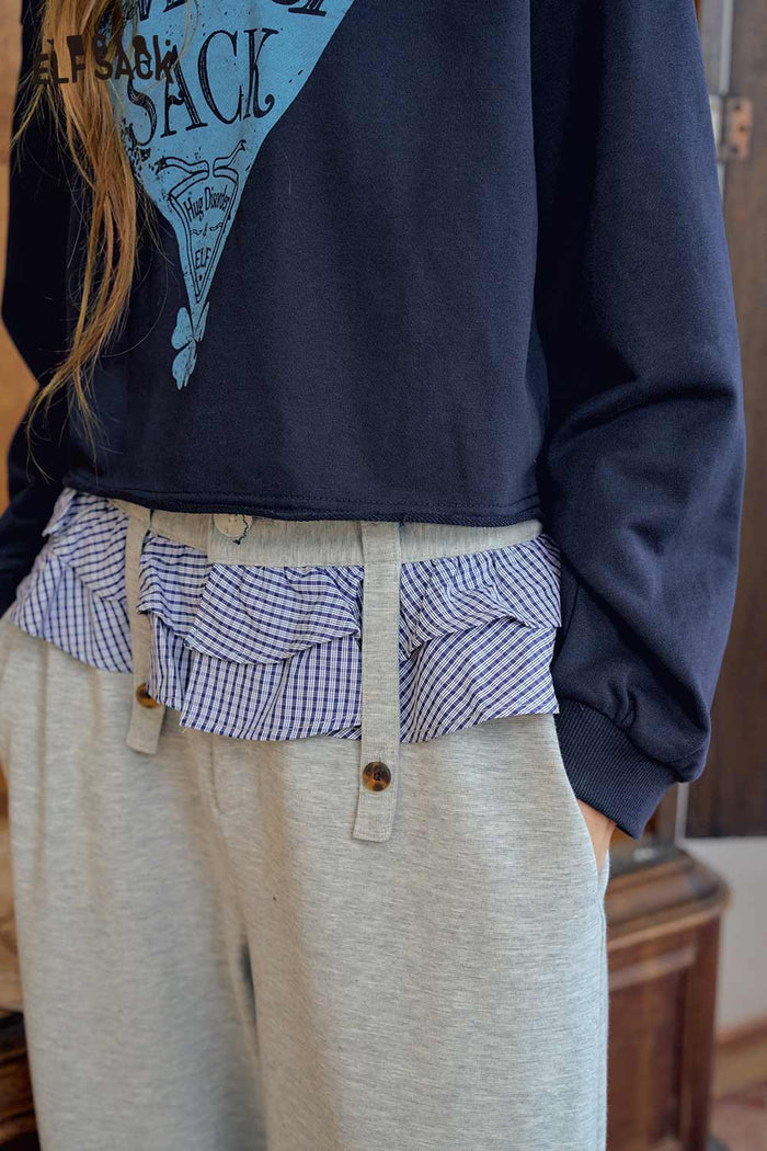 Cropped Heart Graphic Sweatshirt