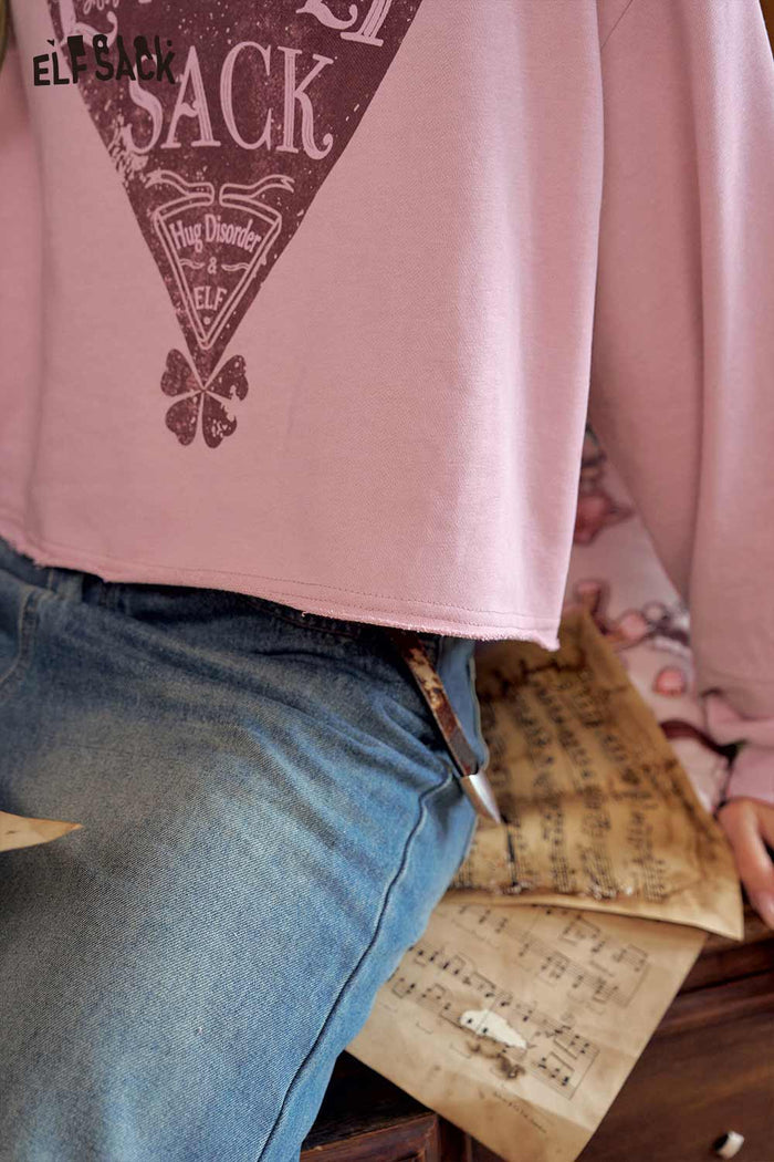 Cropped Heart Graphic Sweatshirt