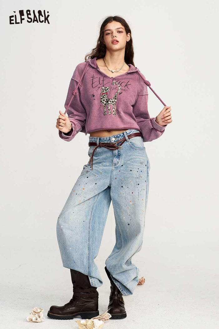 Cropped Leopard Print Hoodie