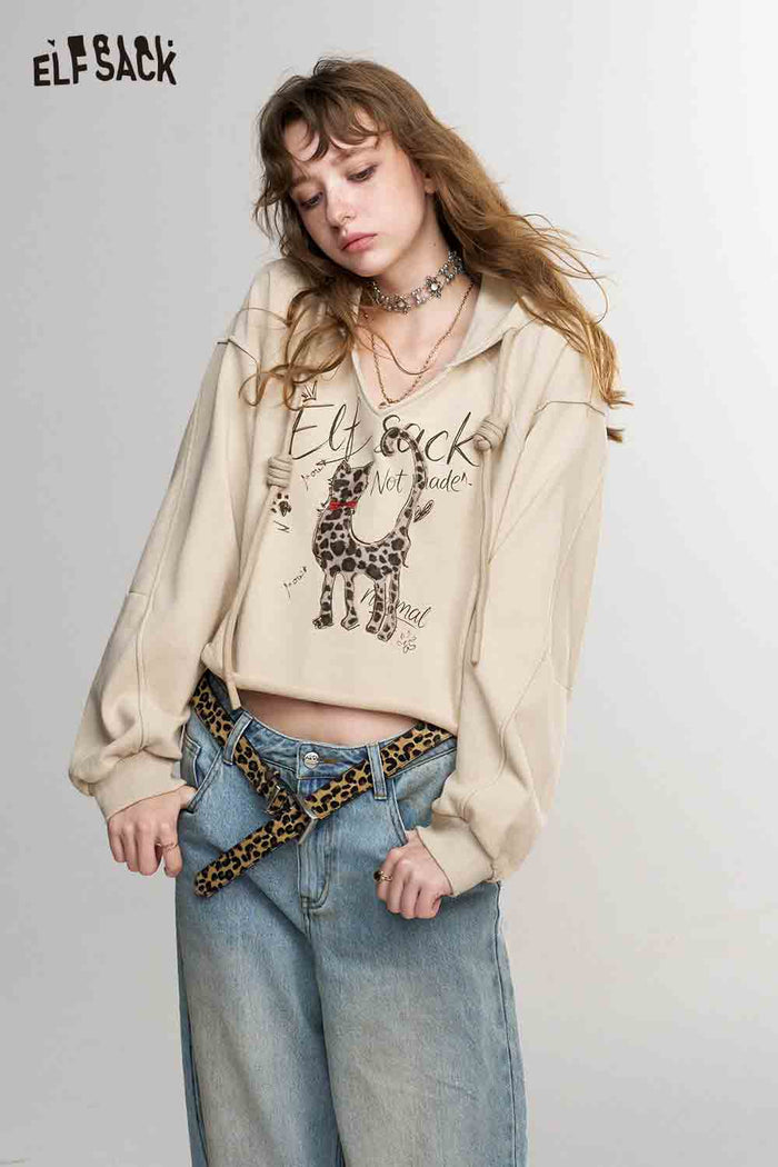 Cropped Leopard Print Hoodie