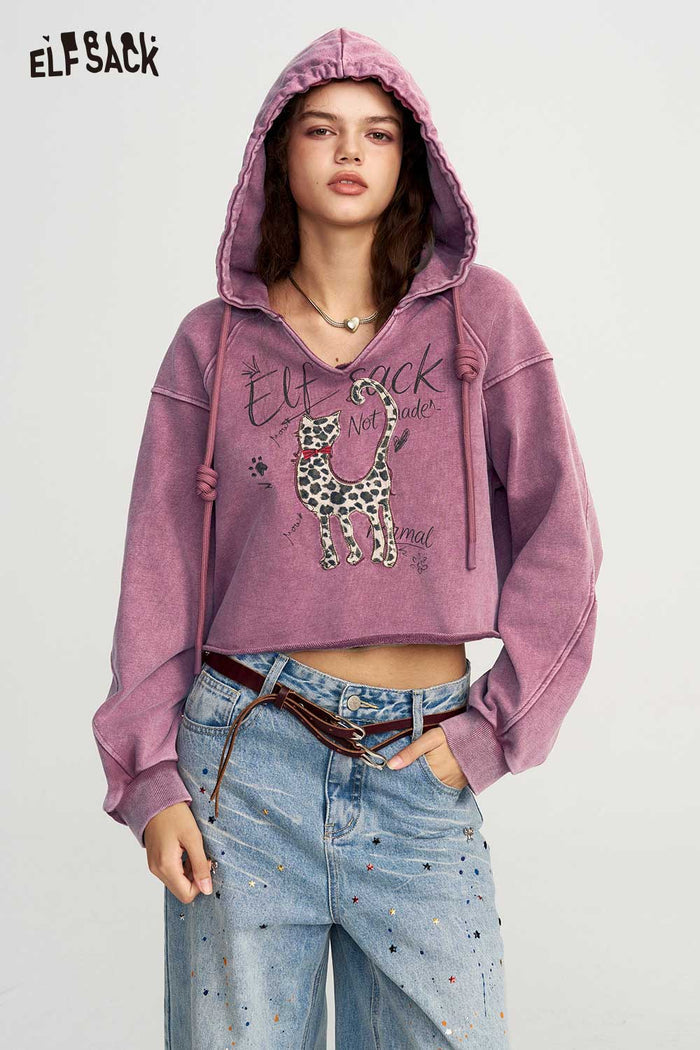 Cropped Leopard Print Hoodie