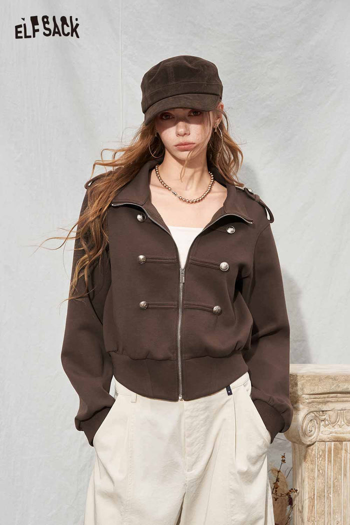 Cropped Stand Collar Jacket