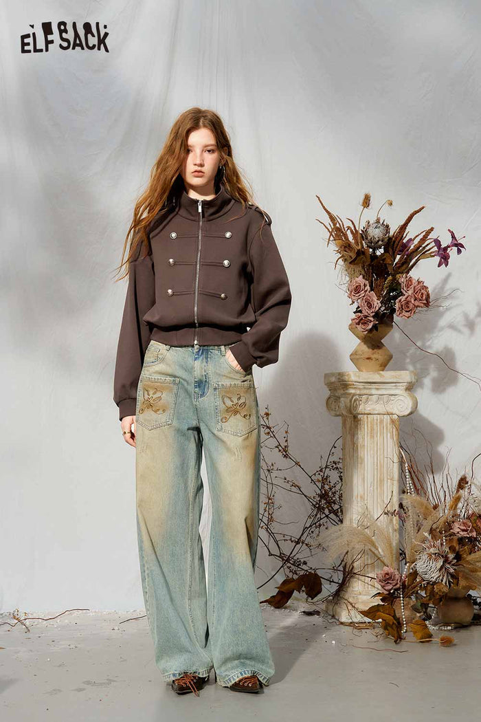 Cropped Stand Collar Jacket