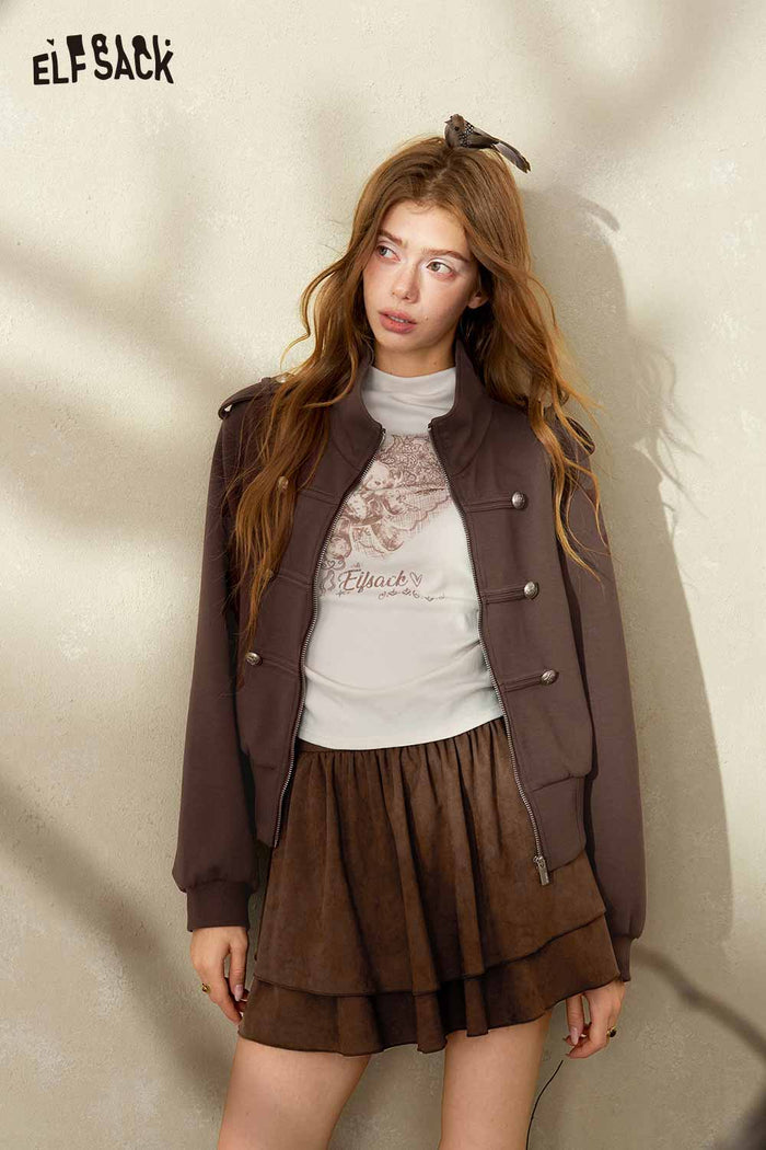 Cropped Stand Collar Jacket