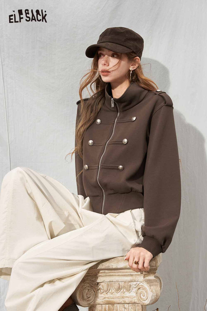 Cropped Stand Collar Jacket