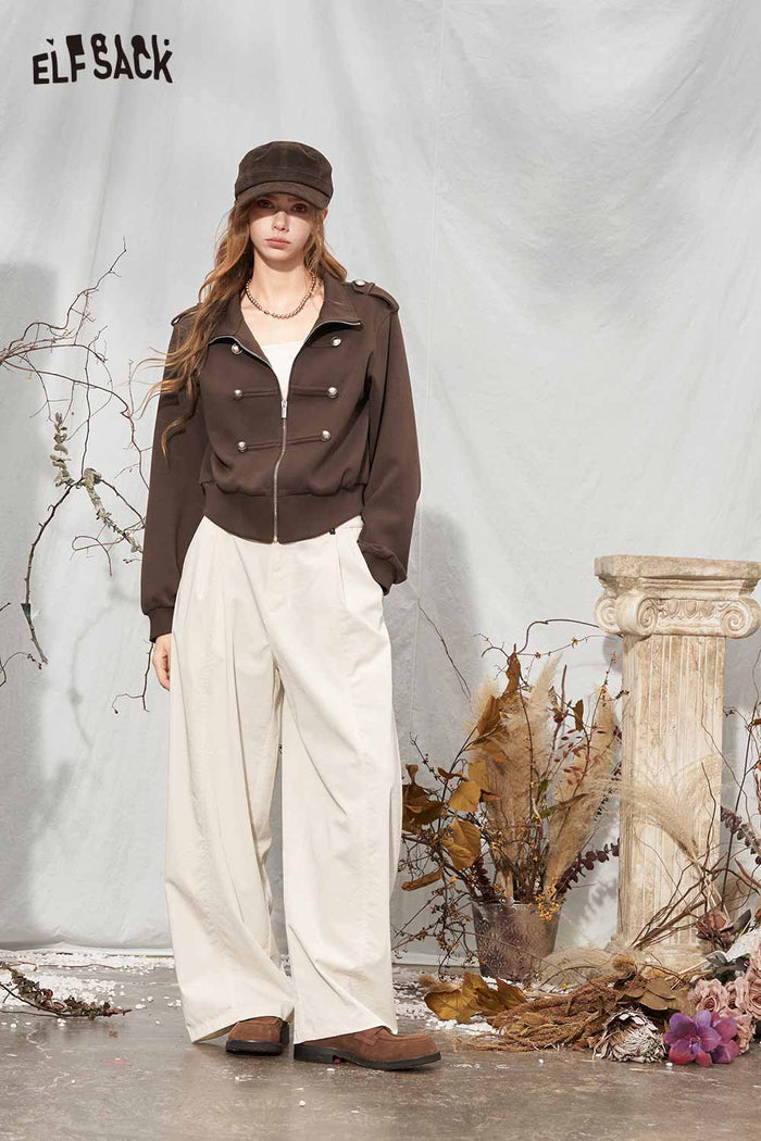 Cropped Stand Collar Jacket