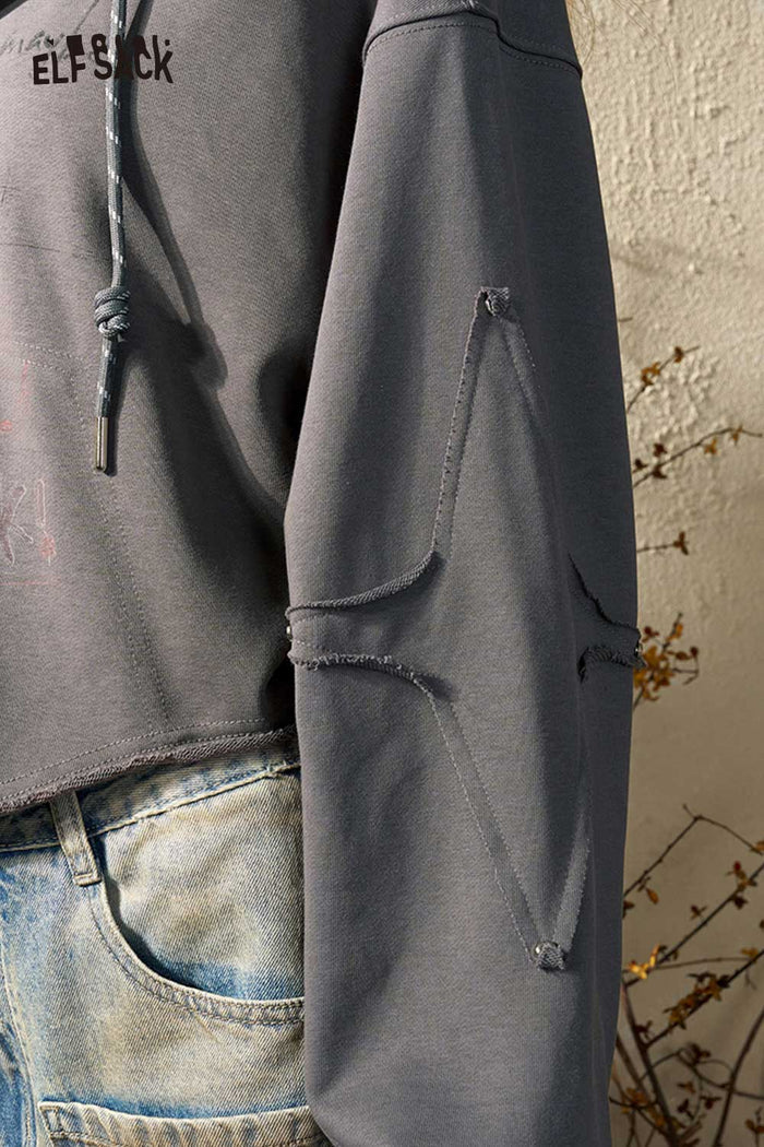 Cropped Zip Up Hoodie with Strawberry Bow Print