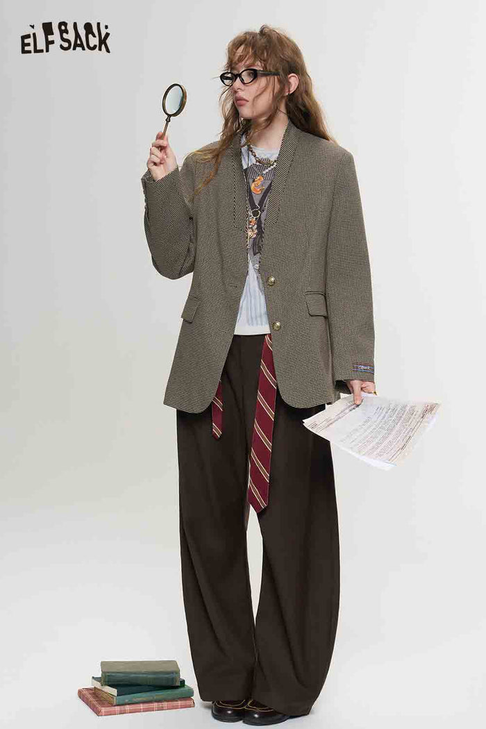 Curved Suit Pants with Detachable Striped Belt