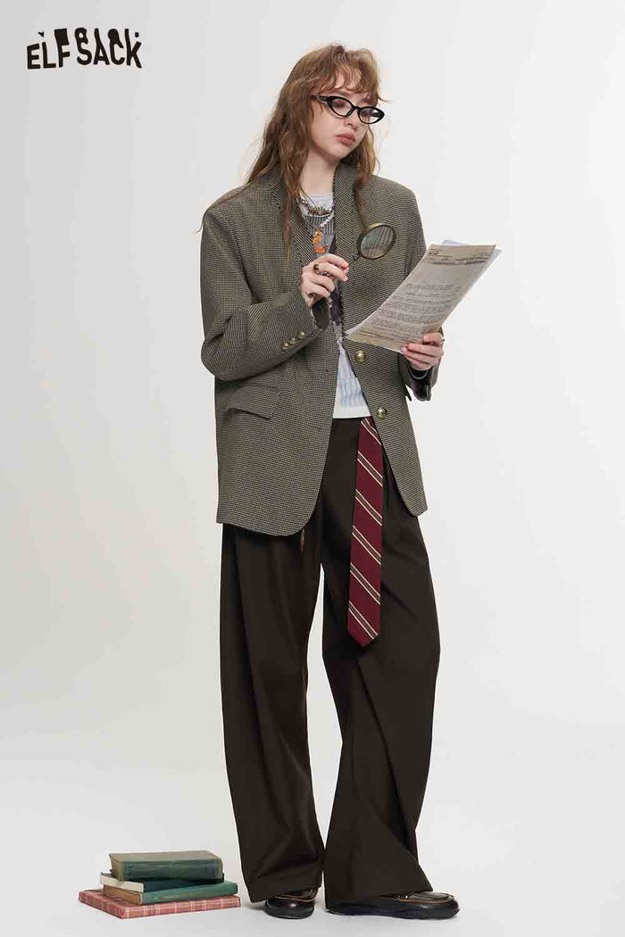 Curved Suit Pants with Detachable Striped Belt