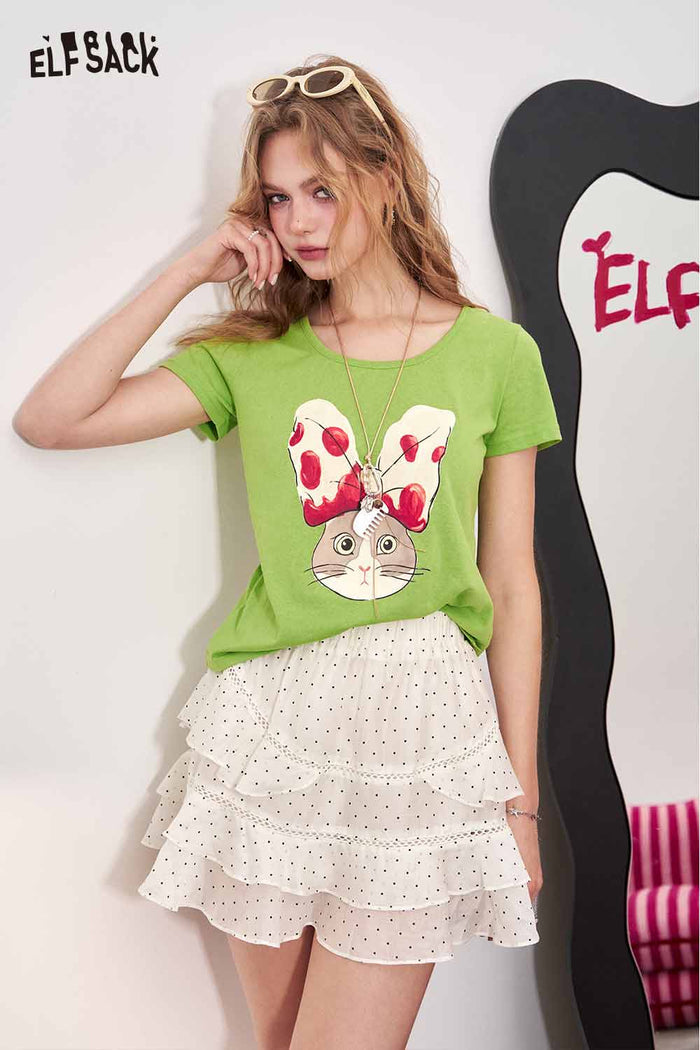ELFSACK Cute Bunny Print T-Shirt