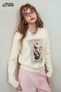 Cute Cat Print Knit Pullover Sweater
