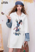 ELFSACK Cute Midi Dress with Bunny Patchwork