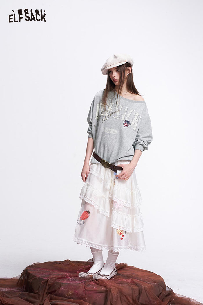 ELFSACK Cute Off-Shoulder Sweatshirt