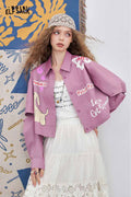 ELFSACK Cute Original Graphic Crop Detachable Sleeve Shirt