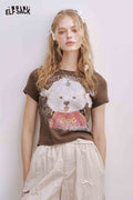 ELFSACK Cute Puppy Graphic Crew Neck Tee