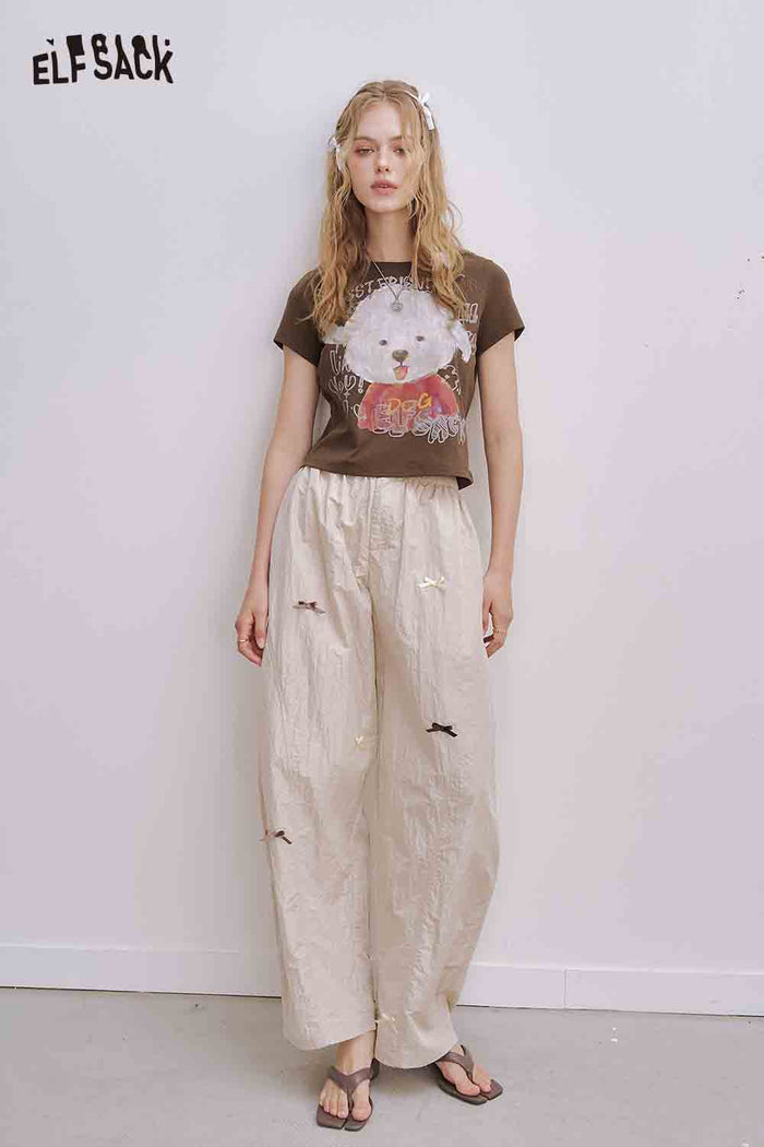 ELFSACK Cute Puppy Graphic Crew Neck Tee
