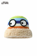 ELFSACK Cute Rainbow Striped Crochet Eye Plush Brim Hat