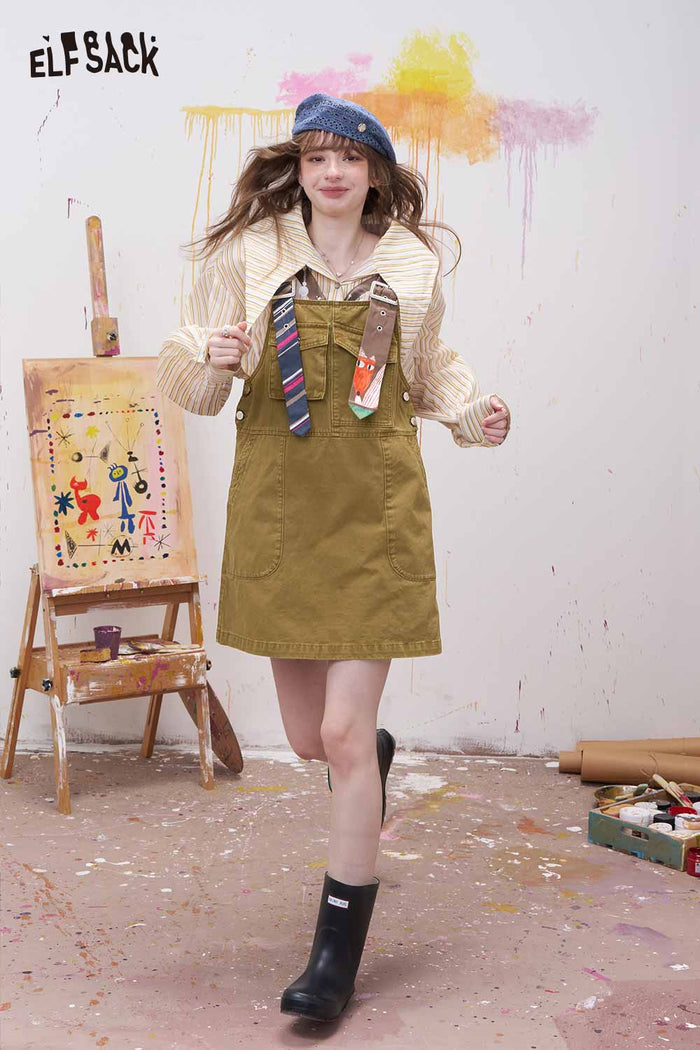ELFSACK Cute Sleeveless Jumper Dress with Asymmetric Straps